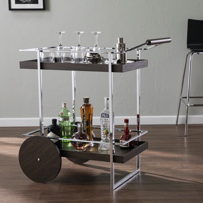 Dorben Rolling Bar Cart, BROWN, hi-res image number 0