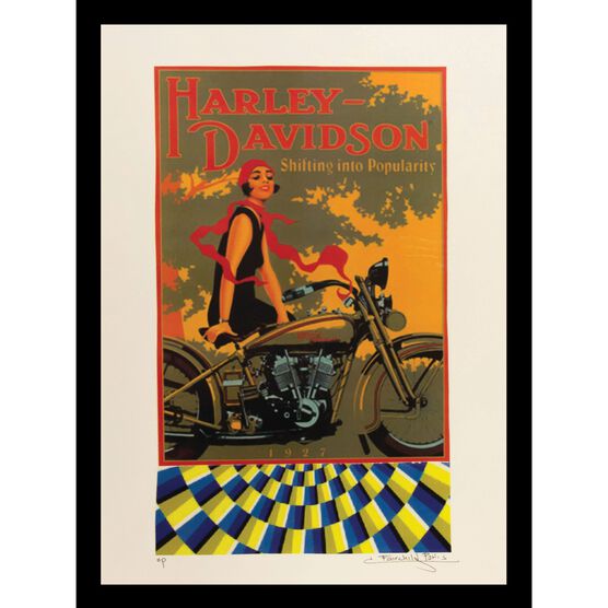 Vintage Harley Davidson Motorbike 14x18 Framed Print, ORANGE MULTI, hi-res image number null