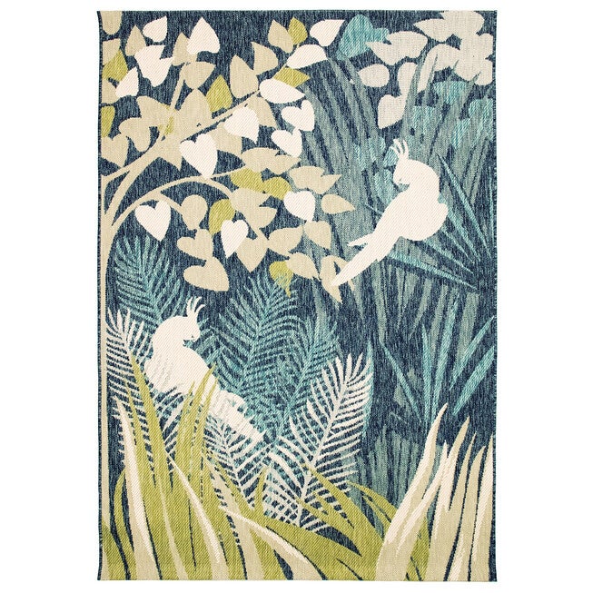 Liora Manne Portofino Jungle Bird Indoor/Outdoor Rug, AQUA, hi-res image number null