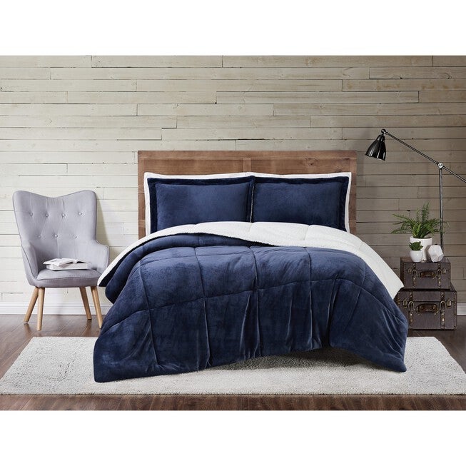 Cuddle Warmth Printed Plaid Comforter Set, INDIGO, hi-res image number null