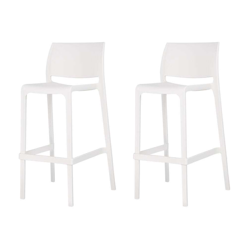 Set of 2 Sensilla Outdoor Stackable Bar Stools, WHITE, on-hover image number 1