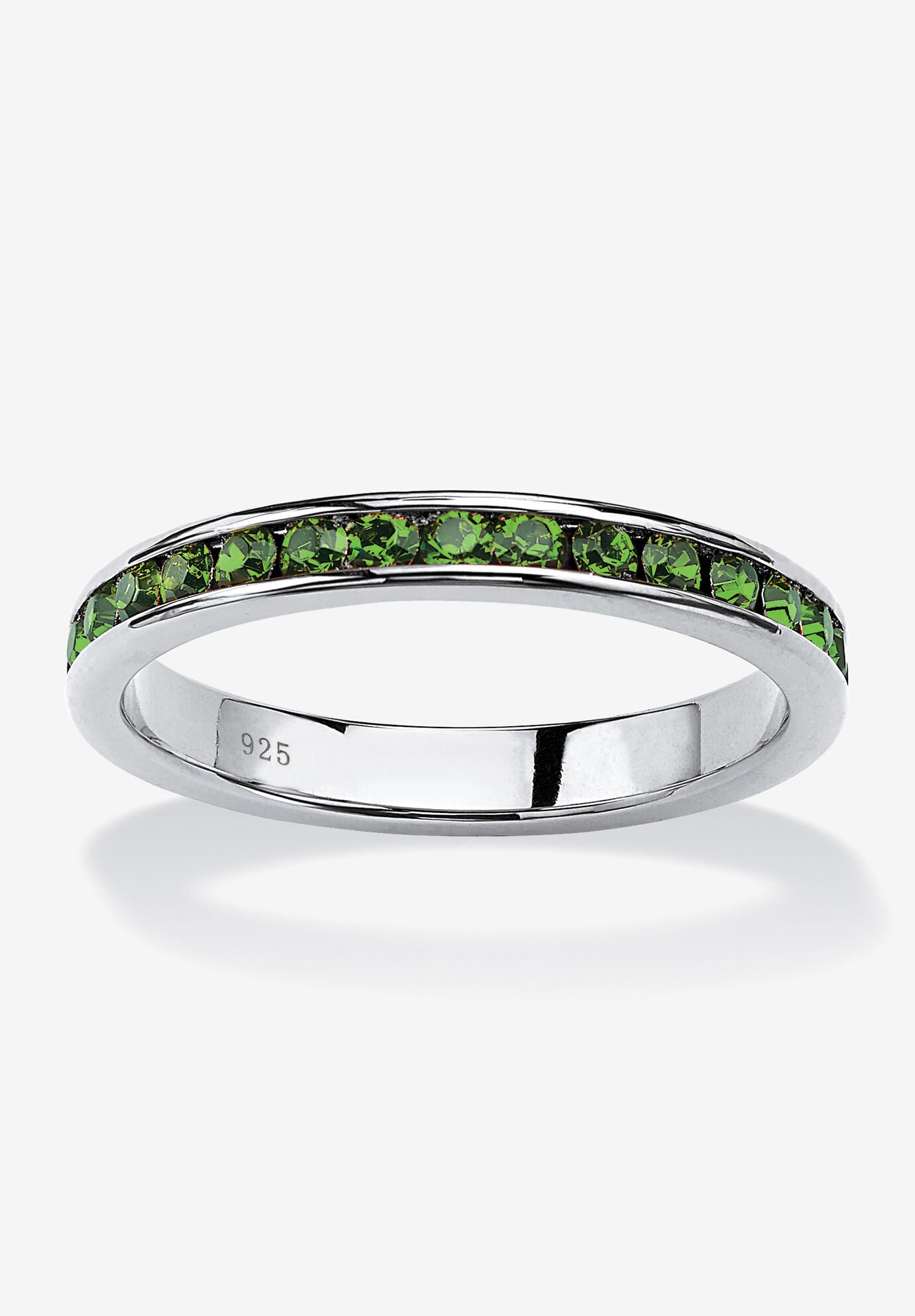 Sterling Silver Simulated Birthstone Stackable Eternity Ring, AUGUST, hi-res image number 0