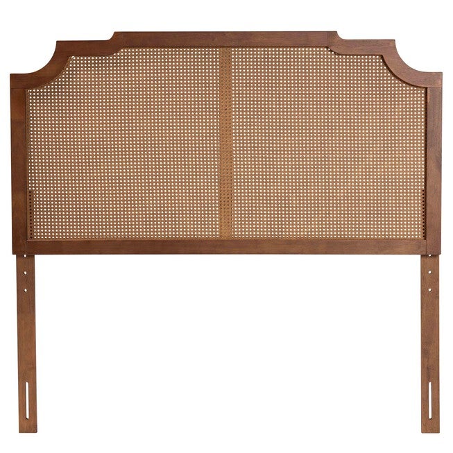 Fortuna Classic And Traditional Grey Fabric And Walnut Brown Finished Wood King Size Headboard, , on-hover image number null
