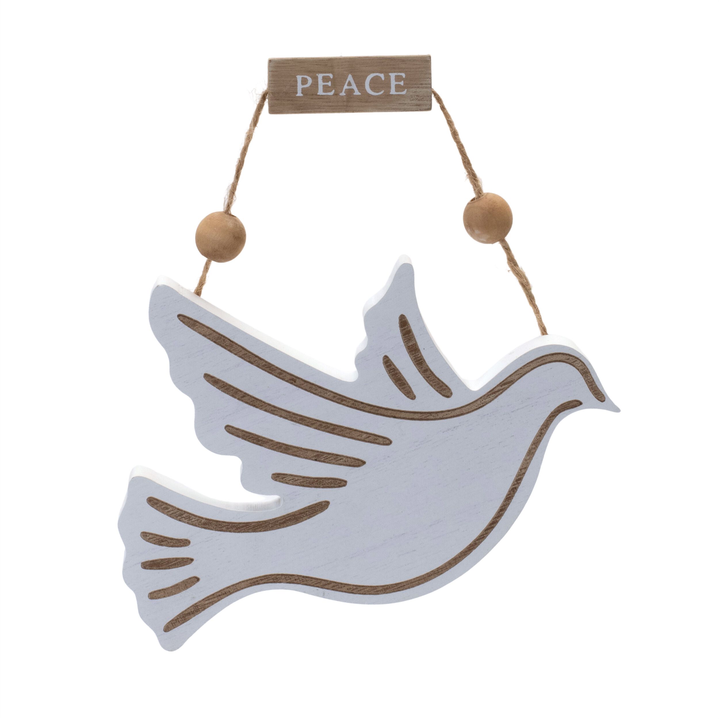 Wood Dove and Angel Sentiment Ornament (Set of 6), WHITE BROWN, alternate image number 2