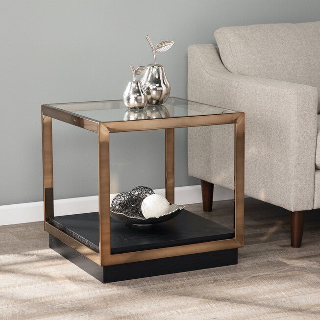 Lexina Glass-Top End Table, CHAMPAGNE, hi-res image number null