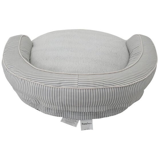 Stripe Printing poly-cotton bolster with detachable faux fur cushion Large Size, , alternate image number null