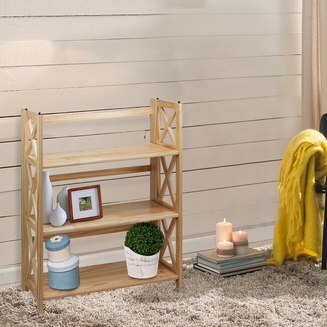 Montego 3-Shelf Folding Bookcase -Natural, , alternate image number 6