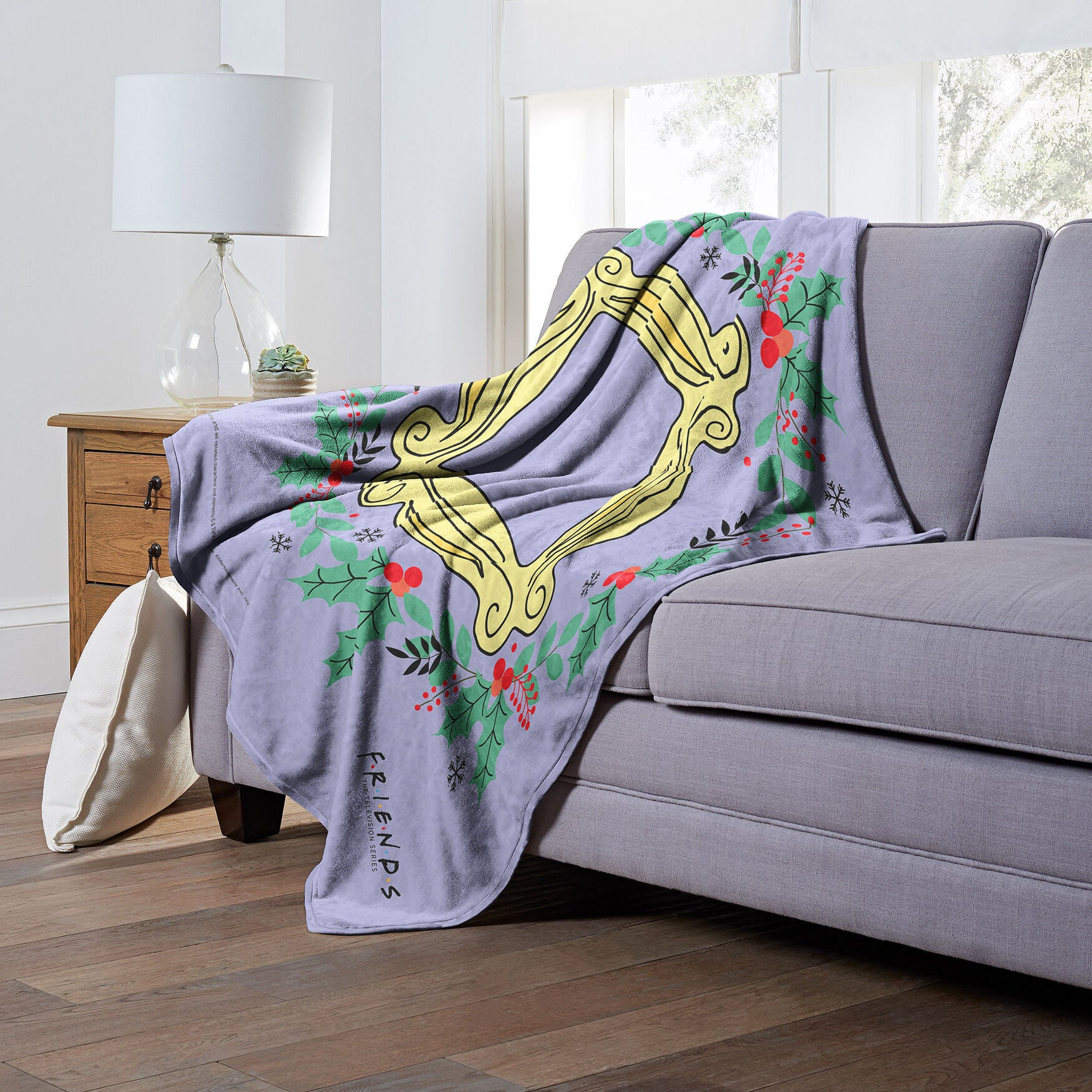 Wb Friends Wreath Silk Touch Throw Blanket, , alternate image number 3