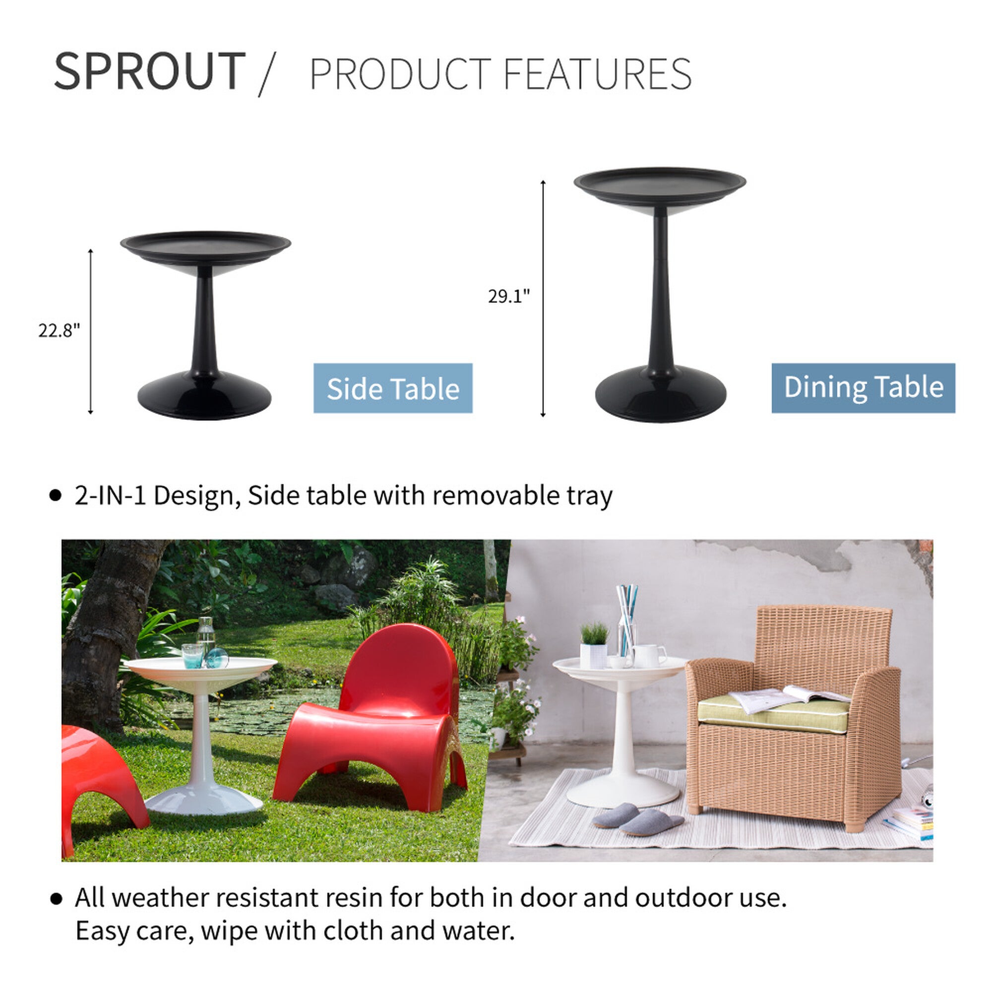 SPROUT 2 in 1 side table product features infographic