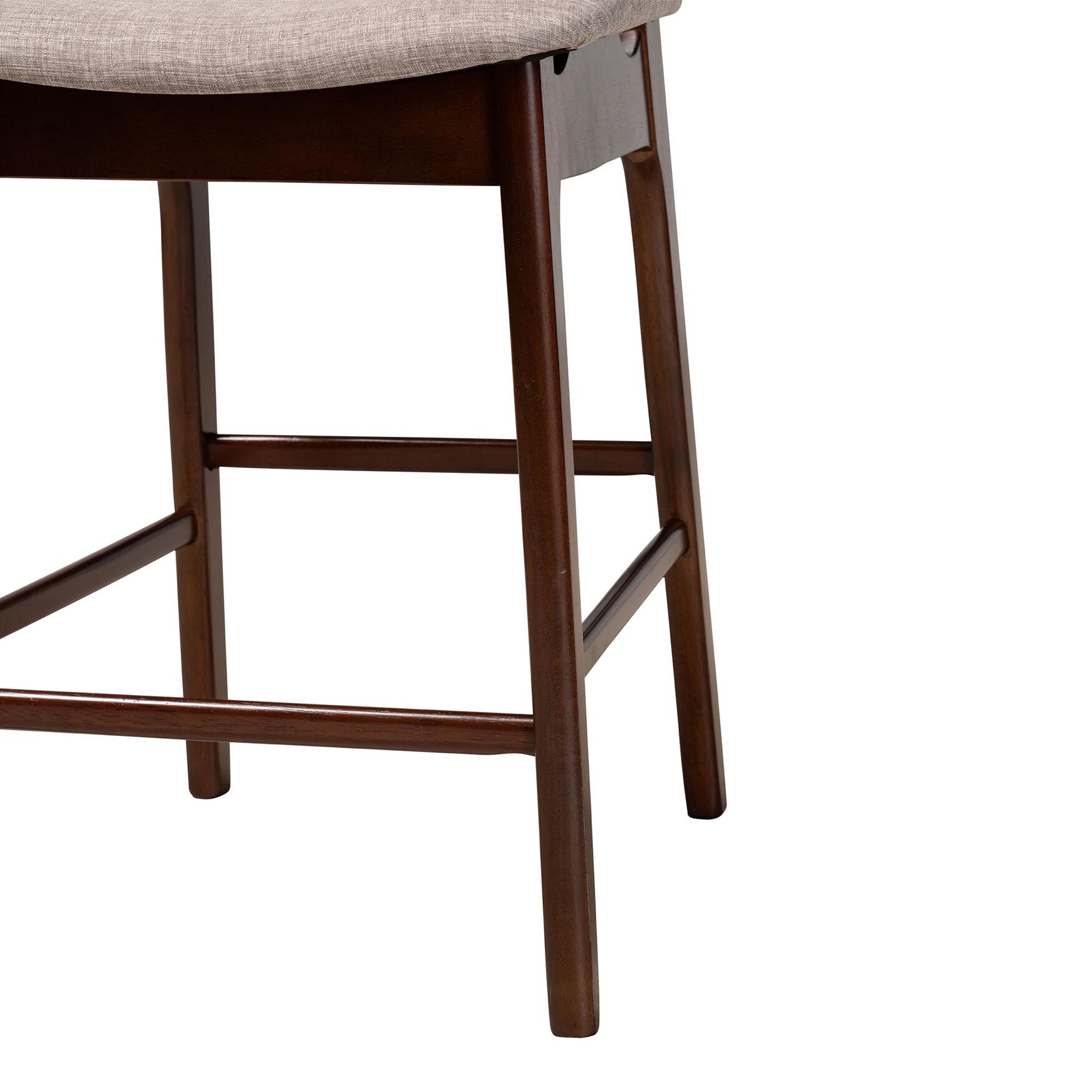 Dannon Mid-Century Modern Grey Fabric And Walnut Brown Finished Wood 2-Piece Counter Stool Set, , alternate image number 4