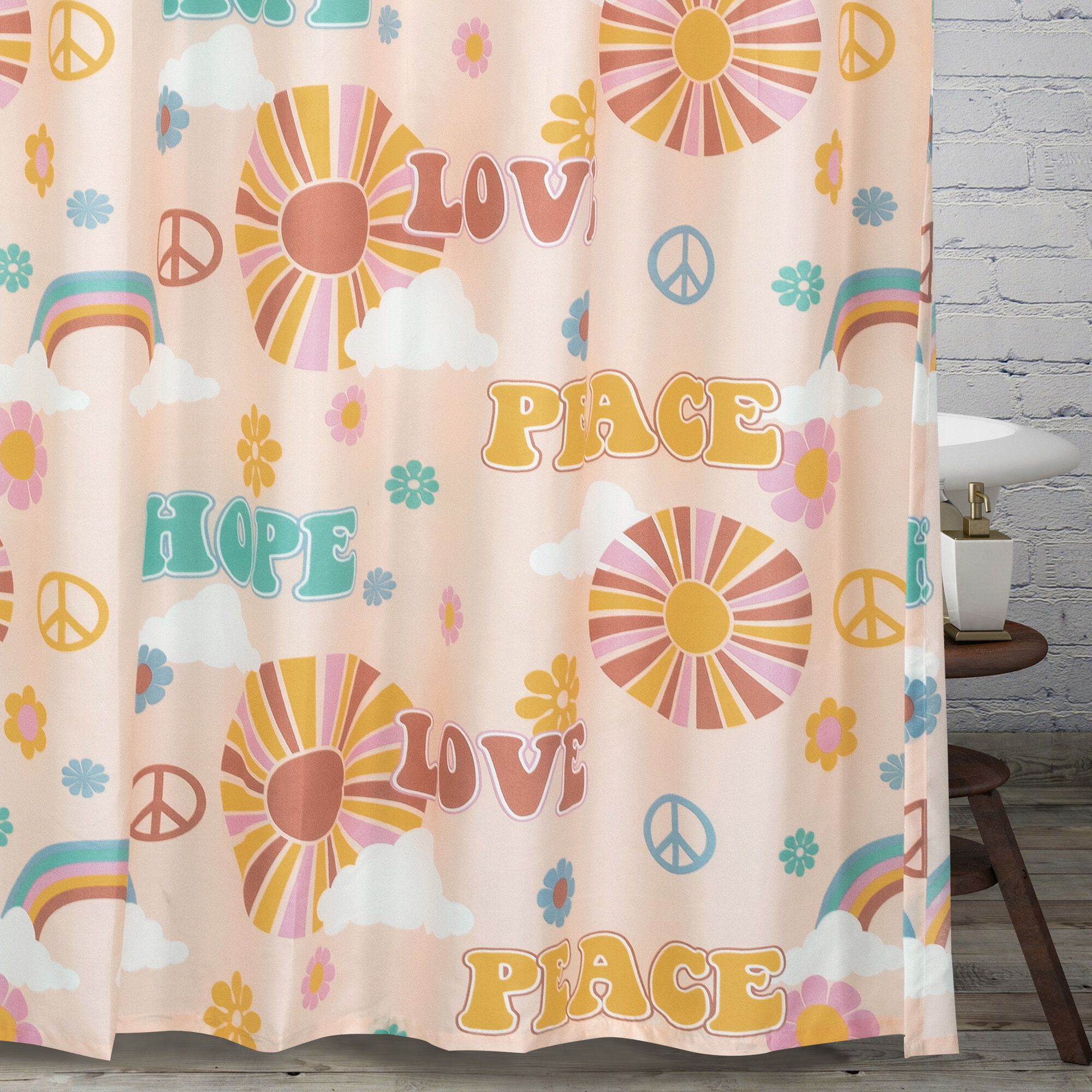 Cassidy Bath and Shower Curtain, PEACH, hi-res image number 0