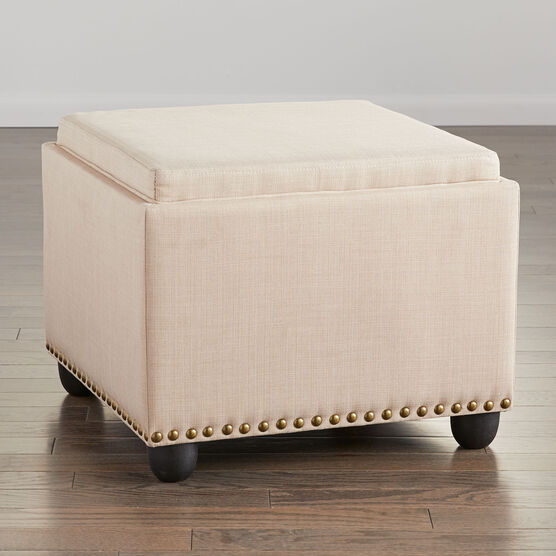 Studded Storage Ottoman With Tray, , alternate image number null