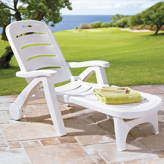 Resin Folding Lounger, WHITE, hi-res image number null