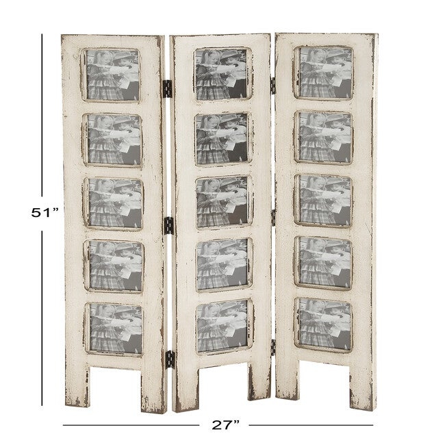 White Wood Farmhouse Room Divider Screen, 51 inches x 1 inches x 27 inches, , alternate image number null