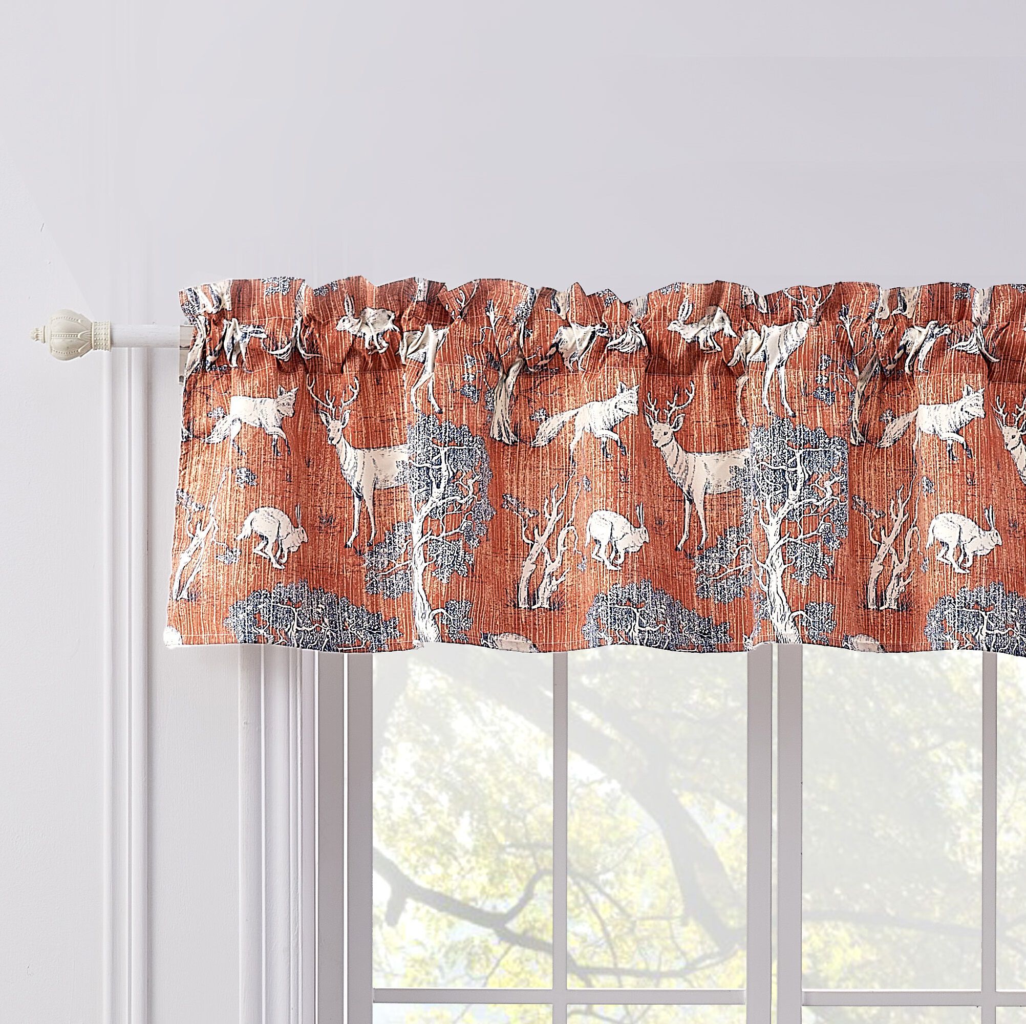 Menagerie Window Treatment Valance Curtains, SAFFRON, hi-res image number 0