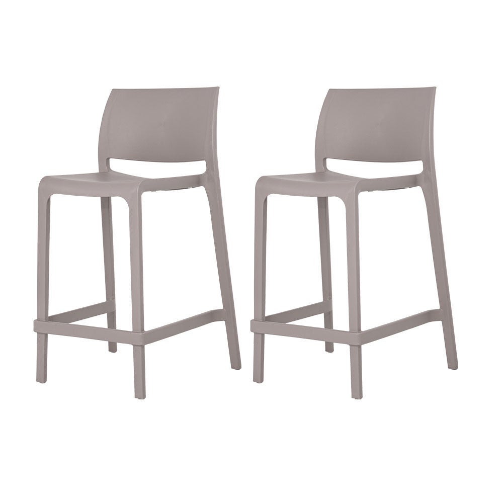 Set of 2 Sensilla Outdoor Stackable Counter Stools, TAUPE, on-hover image number 1