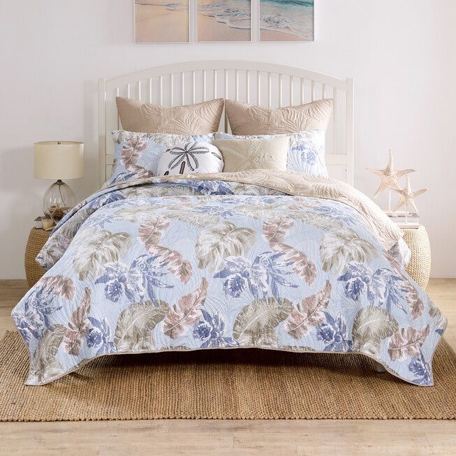Greenland Home Fashions Tropics Finely Stitched Quilt Set, MIST, alternate image number null