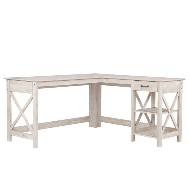 Honduras L-Shape Desk with 1 Drawer and 1 Open Shelf, , alternate image number null