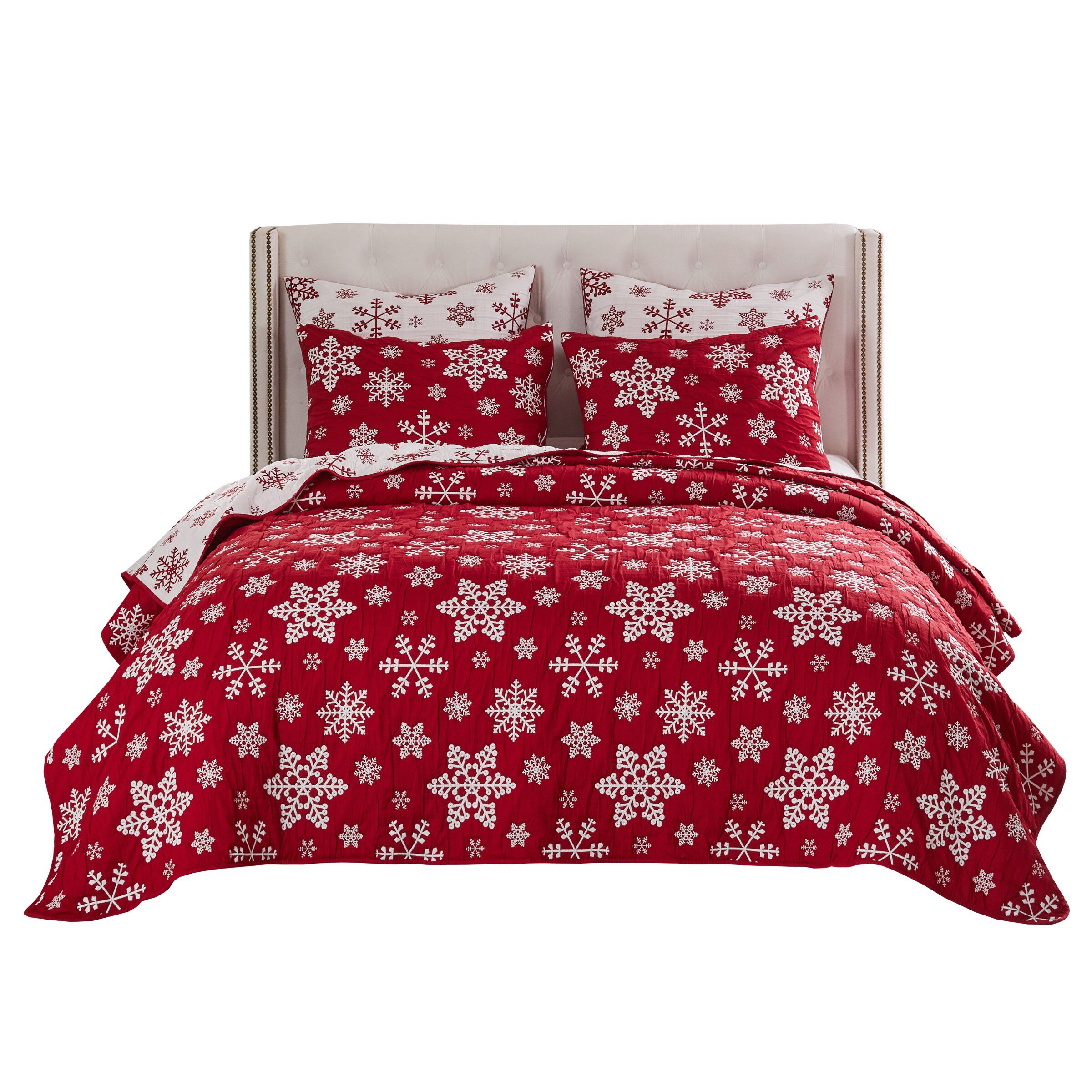 Novelty Holiday Matelass&eacute; Coverlet Set, SNOWFLAKES, alternate image number 4
