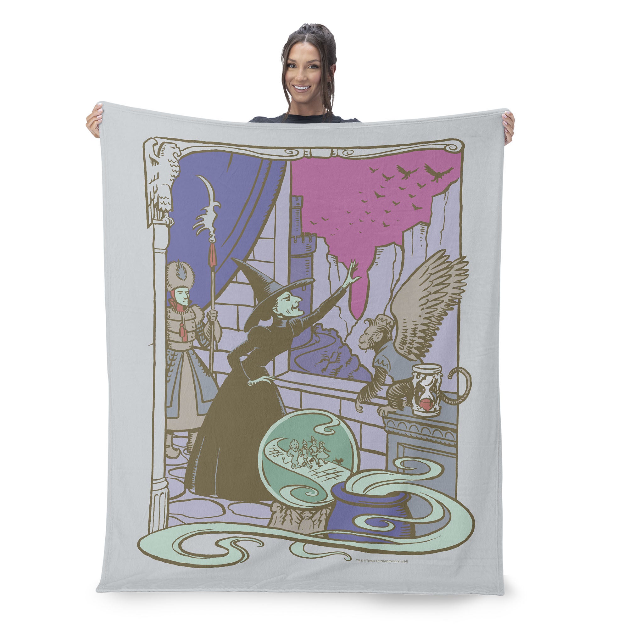 Warner Bros. The Wizard of Oz Wicked Witch Silk Touch Sherpa Throw Blanket 50x60 Inches, GRAY, on-hover image number 1