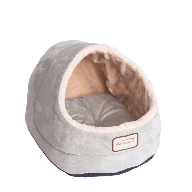 Faux Suede, Faux Fur Pet Cat Dog Cave Pet Bed, Sage Green/ Beige, , alternate image number 8