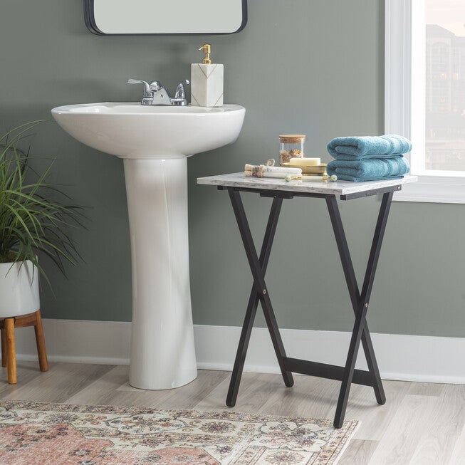 White Faux Marble Tray Set, , alternate image number null