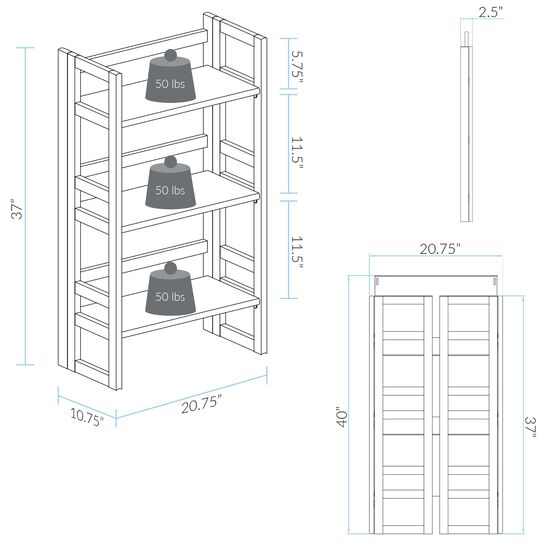 3-Shelf Folding Student Bookcase 20.75" Wide-Natural, , alternate image number null