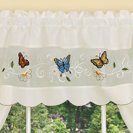 Daisy Meadow Embellished Cottage Window Curtain Set, , alternate image number null