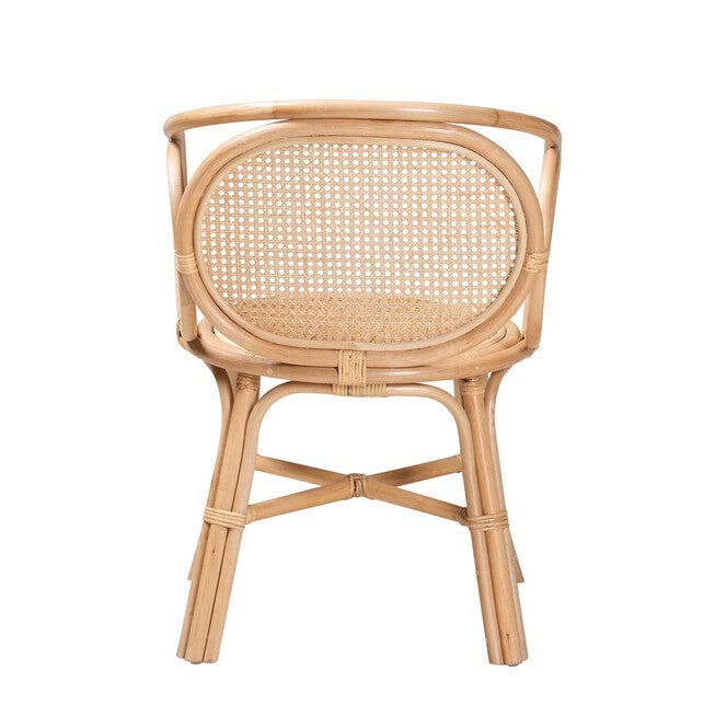 Palesa Modern Bohemian Two-Tone Black And Natural Brown Rattan Dining Chair, , alternate image number 3