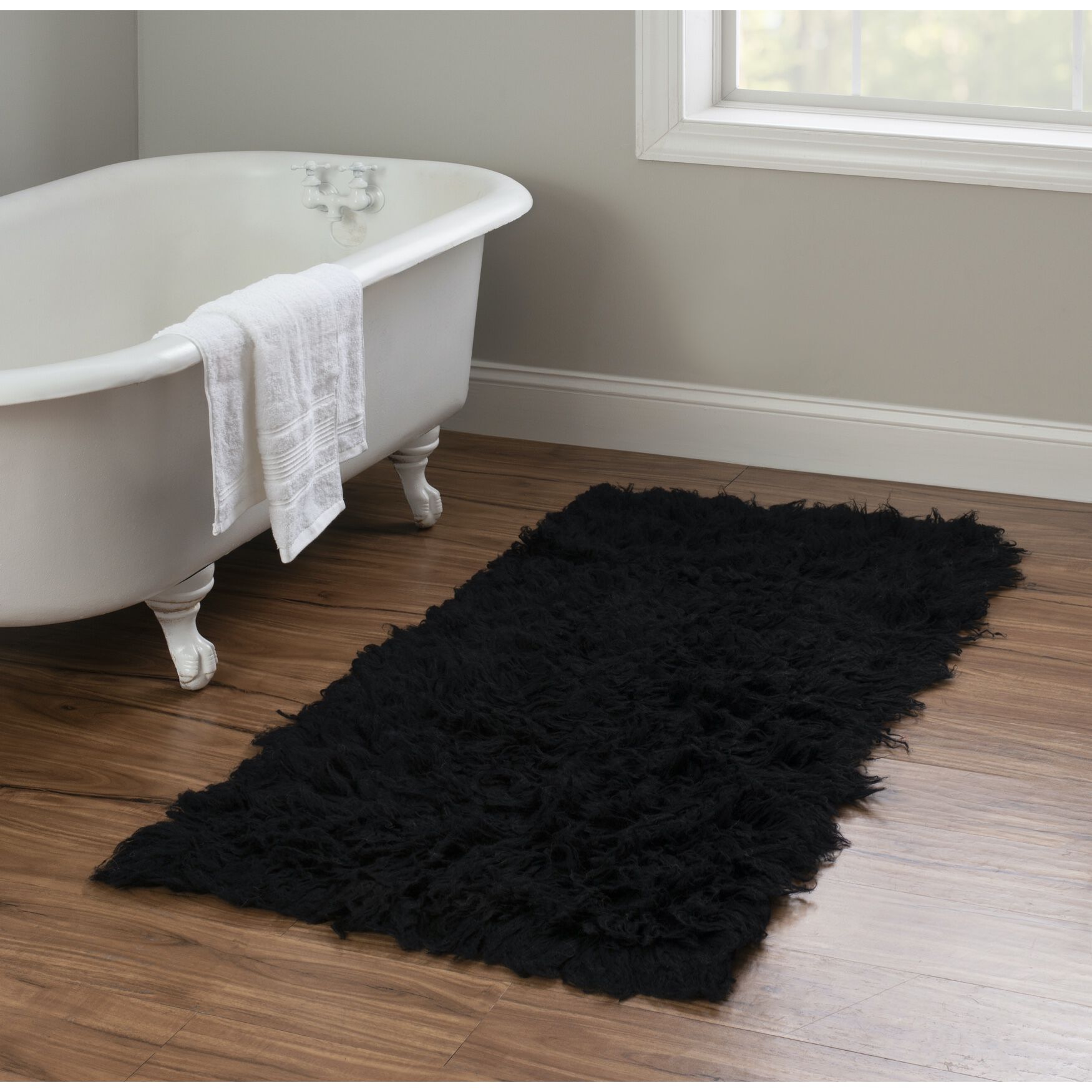 Flokati Black Rug, , alternate image number 4