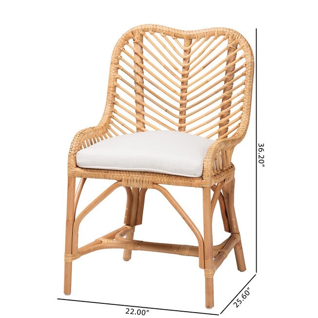 Arween Modern Bohemian Natural Brown Rattan Dining Chair, , alternate image number null