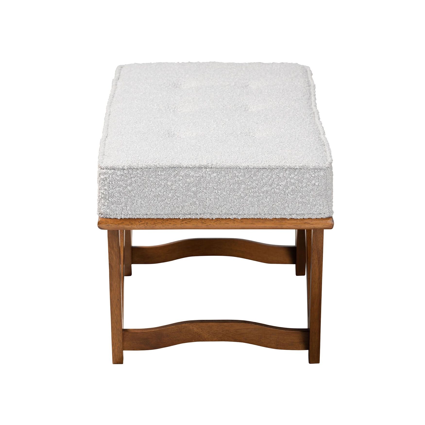 Chenoa Japandi Cream Boucle Fabric And Walnut Brown Finished Wood Bench, , alternate image number 8