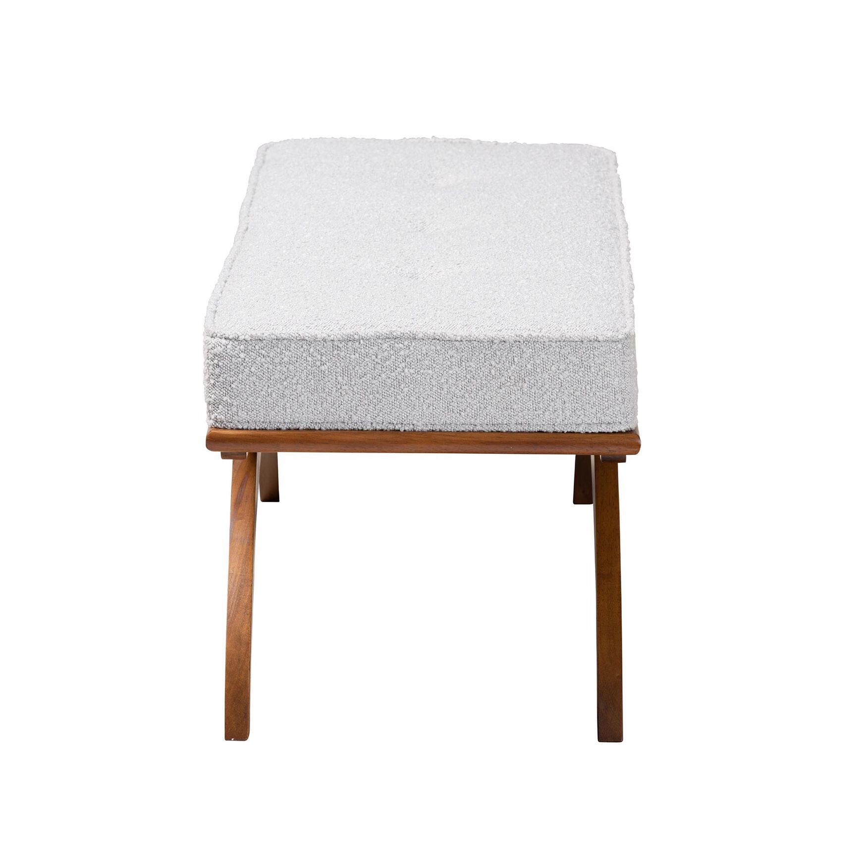 Orella Japandi Cream Boucle Fabric And Walnut Brown Finished Wood Bench, , alternate image number 8