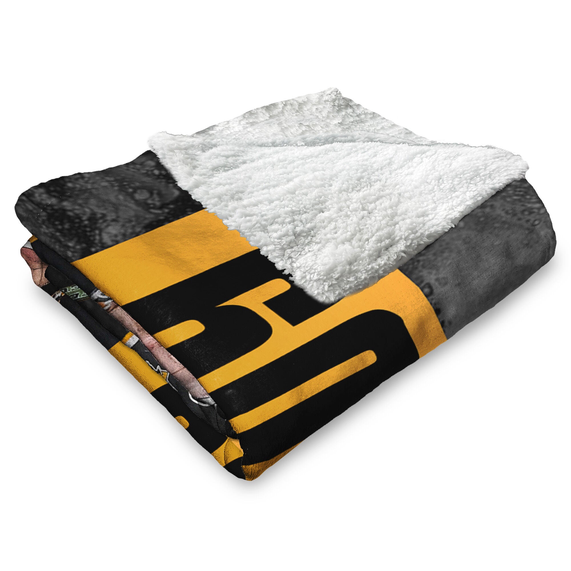 Pittsburgh Penguins Sidney Crosby NHL 600 Goal Milestone Silk Touch Sherpa Throw Blanket 50x60 Inches, BLACK, alternate image number 3