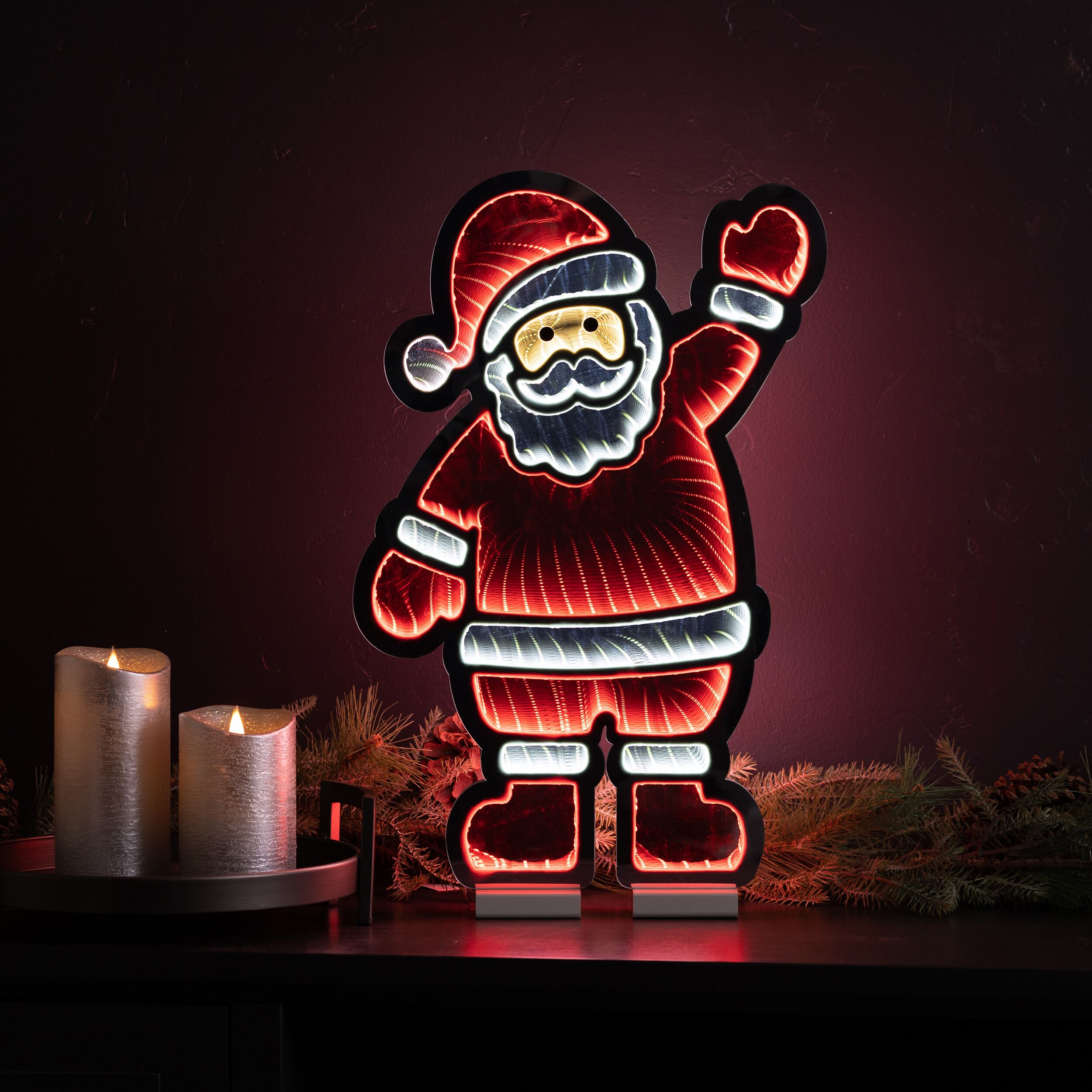 Waving Santa Ekko Light Display 22.5 inchesH, RED WHITE, alternate image number 1