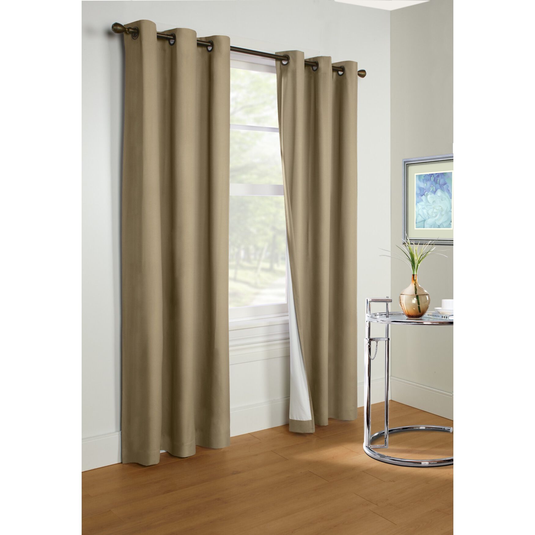 Prelude Room Darkening Grommet Curtain Panel, TAUPE, hi-res image number 0