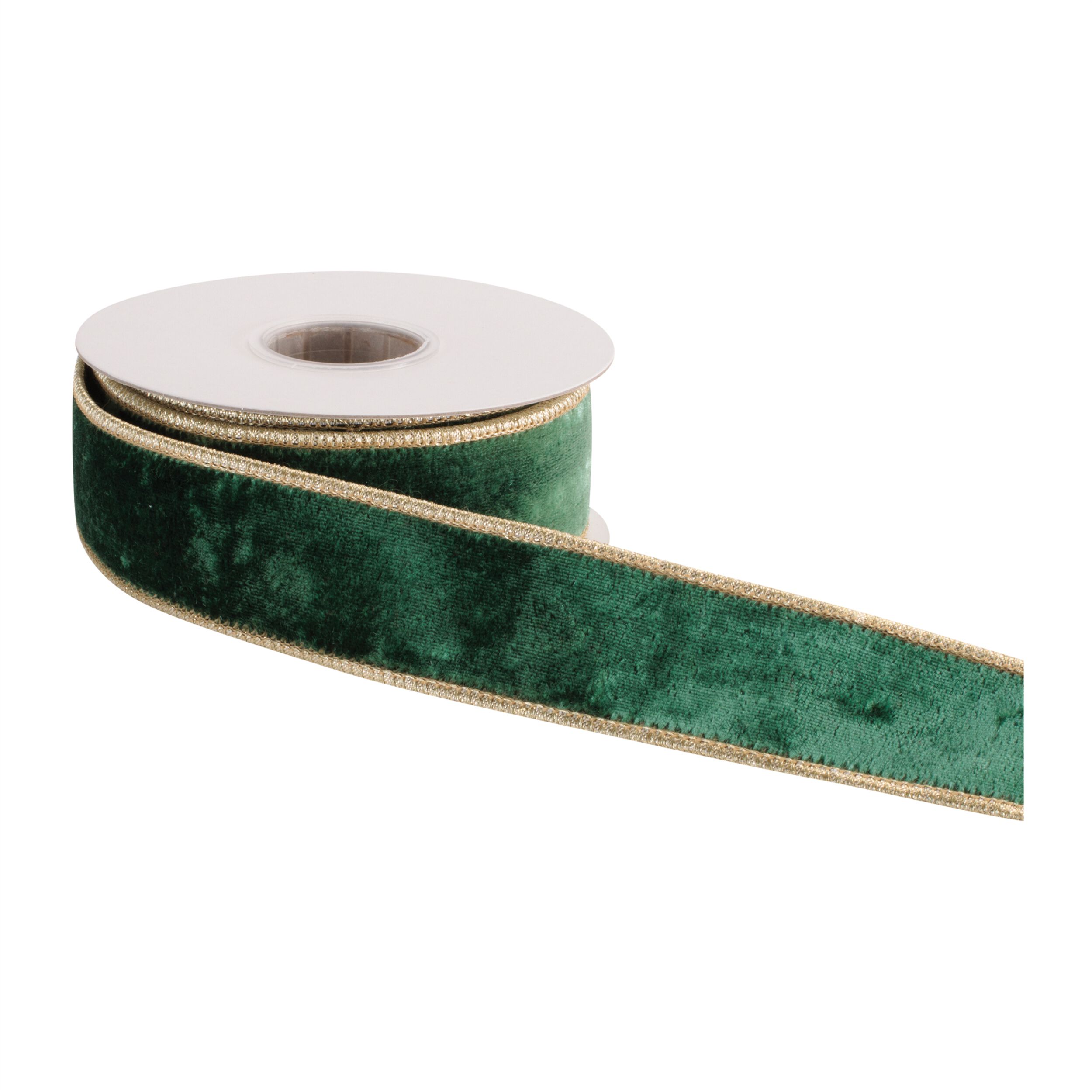 Velvet Wired Ribbon (Set of 2), GREEN GOLD, alternate image number 1