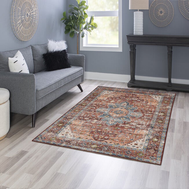 Washable Carter Rust/Ivory Rug, , alternate image number 5