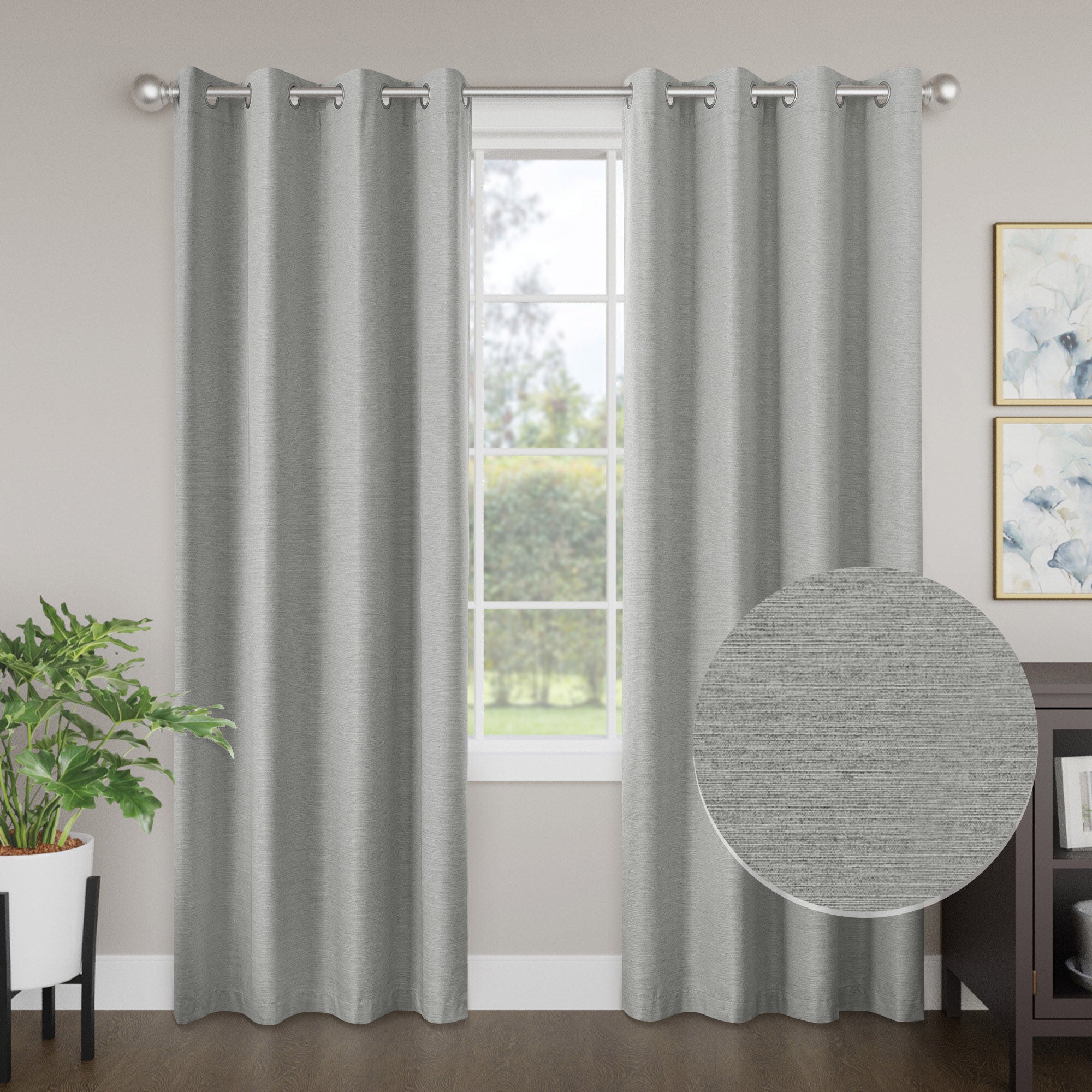 Brushed 100% Blackout Grommet Pair, SILVER, hi-res image number 0