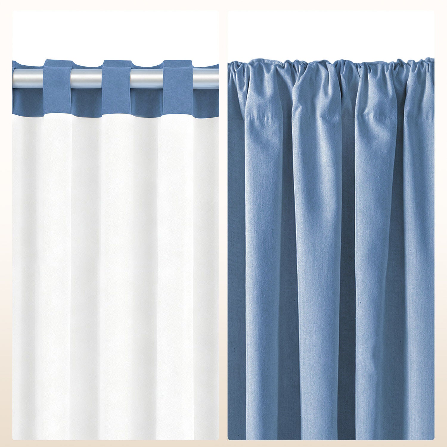 100% Blackout Recycled Cotton Ruffle Curtain Pair, BLUE, alternate image number 4