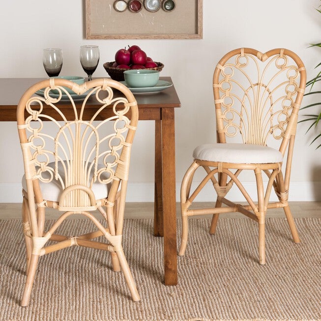 Jerica Modern Bohemian Natural Brown Rattan Dining Chair, , alternate image number 6