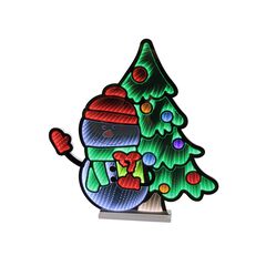 Snowman with Christmas Tree Ekkolight 27"H