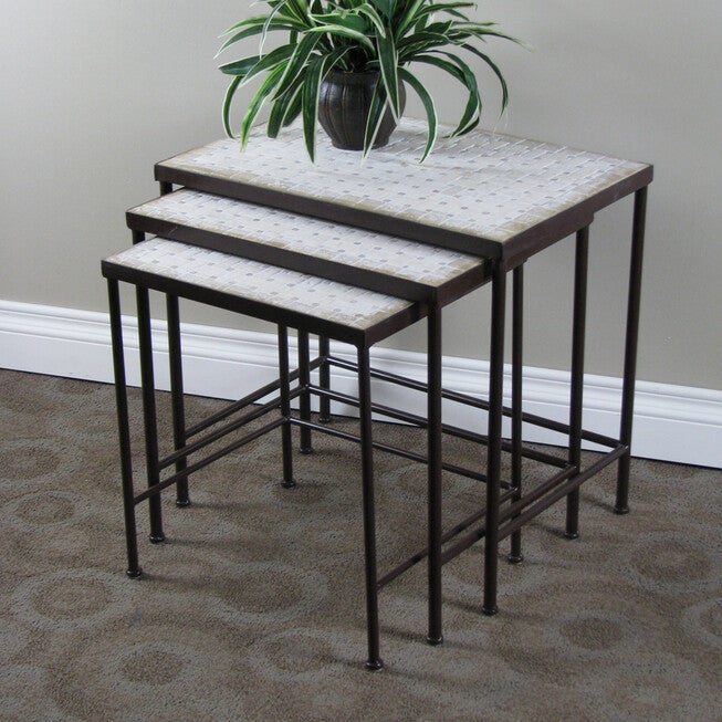3-Pc. Travertine Nesting Tables , RUSTIC BRONZE, hi-res image number null