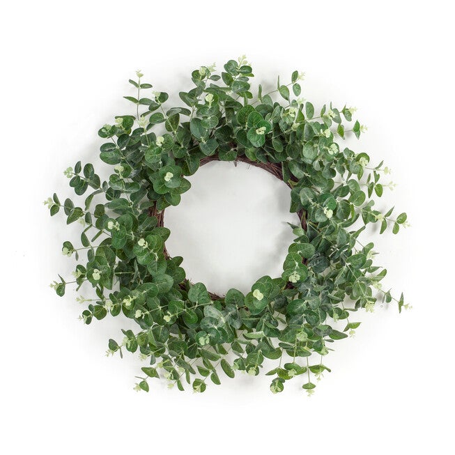 Seeded Eucalyptus Grapevine Wreath 28 inchesD, GREEN, hi-res image number null