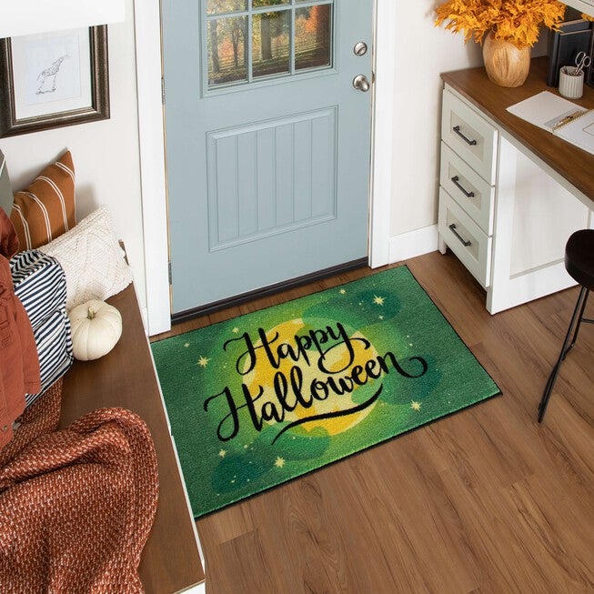 Halloween Moon Purple Kitchen Rug, , alternate image number null