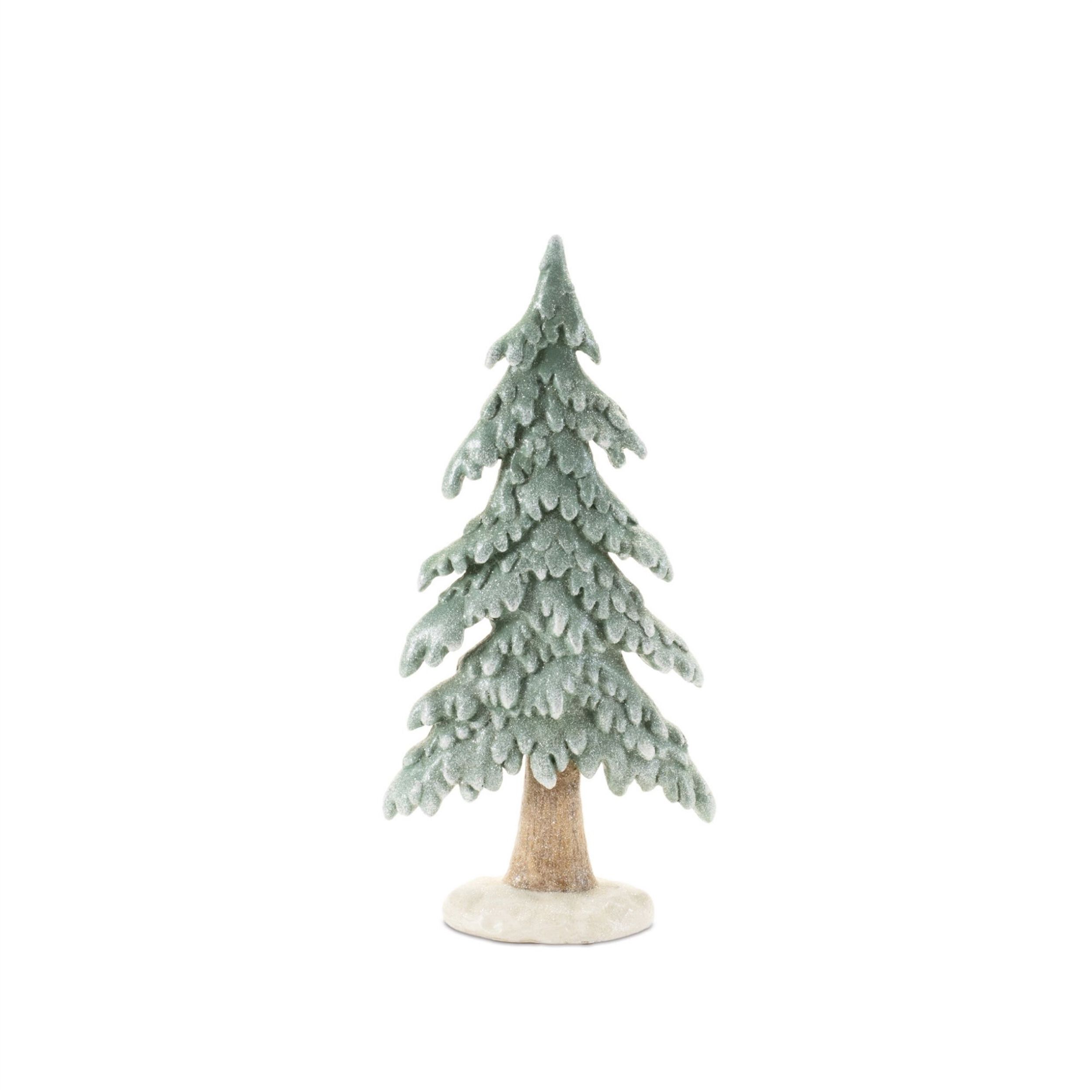 Glittered Winter Pine Tree (Set of 2), GREEN WHITE, alternate image number 4