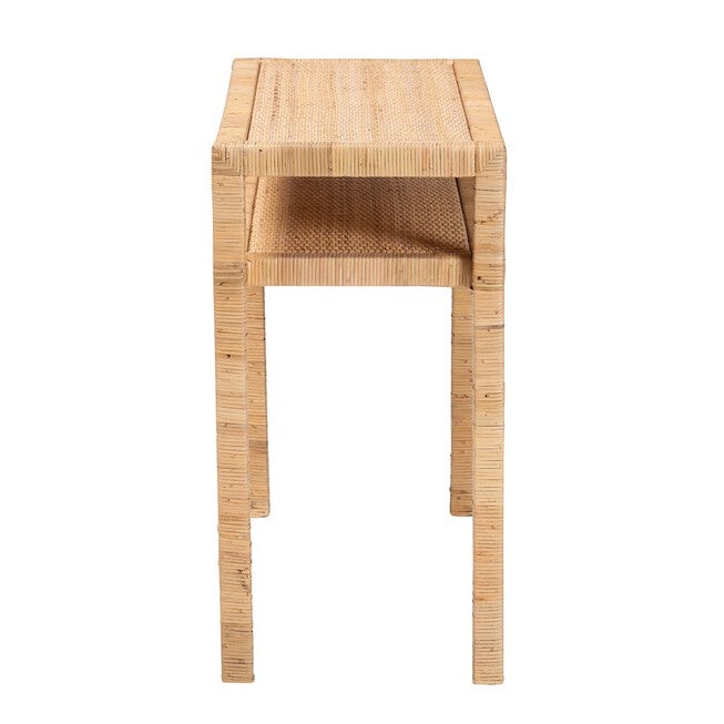 Kalimantan Bohemian Light Honey Rattan And Acacia Wood Console Table, , alternate image number null