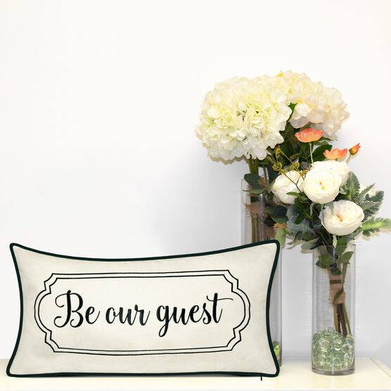 Celebrations ""Be Our Guest"" Embroidered Decorative Pillow , , alternate image number null