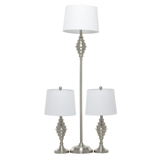 Set Of 3 Silver Coastal Table Lamp, SILVER, hi-res image number null