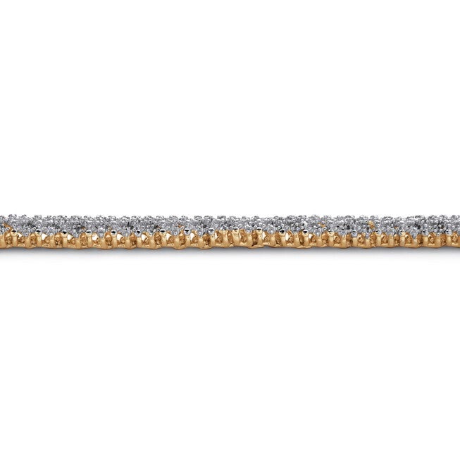 Yellow Gold Plated Round Genuine Diamond Tennis Bracelet (7/8 cttw) (IJ Color, I2-I3 Clarity), , alternate image number null